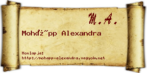 Mohápp Alexandra névjegykártya